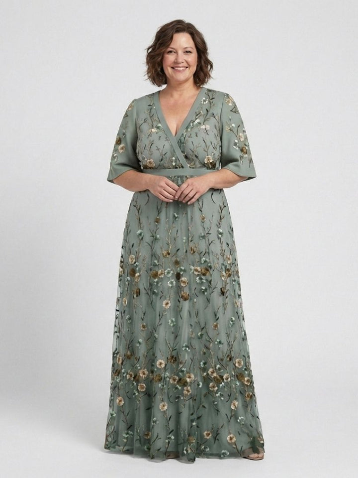 Cayetana | Vestido largo con estampado floral y escote en V