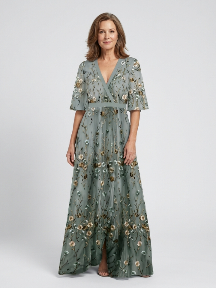 Cayetana | Vestido largo con estampado floral y escote en V