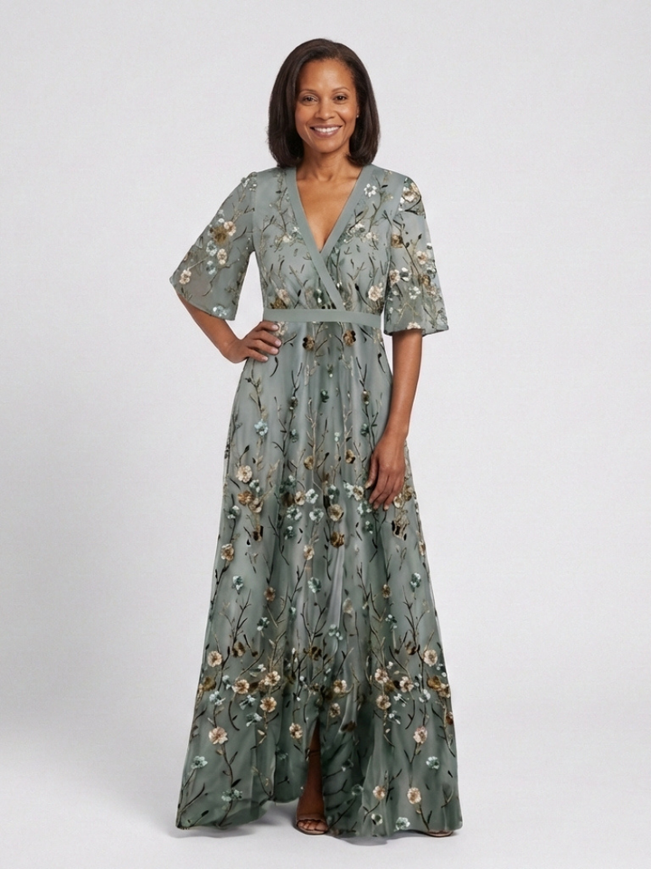 Cayetana | Vestido largo con estampado floral y escote en V
