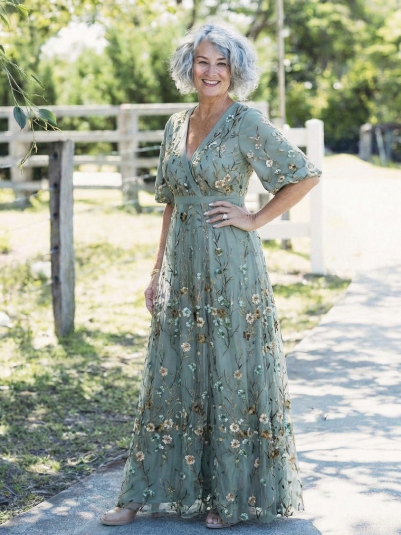 Cayetana | Vestido largo con estampado floral y escote en V