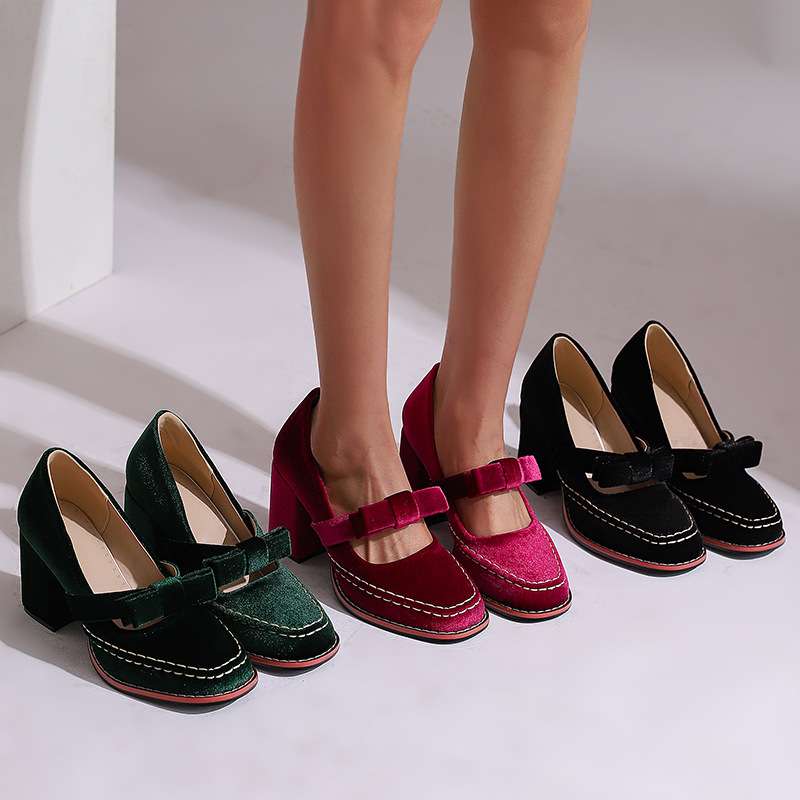 Guadalupe | Zapatos de Terciopelo Tipo Mocasín con Tacón Ancho - 11