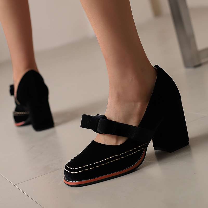 Guadalupe | Zapatos de Terciopelo Tipo Mocasín con Tacón Ancho - 9
