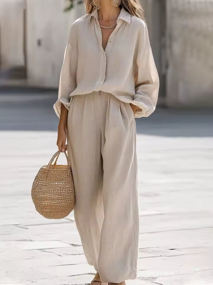 Saturnina | Conjunto de Pantalón Estilo Simple de Algodón