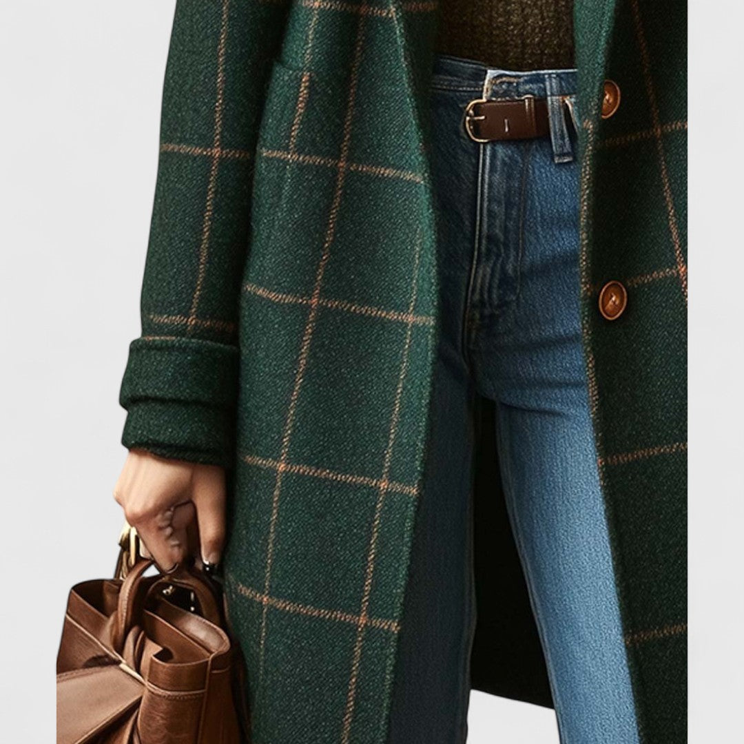 Covadonga | Abrigo de Mujer de Cuadros Clásico