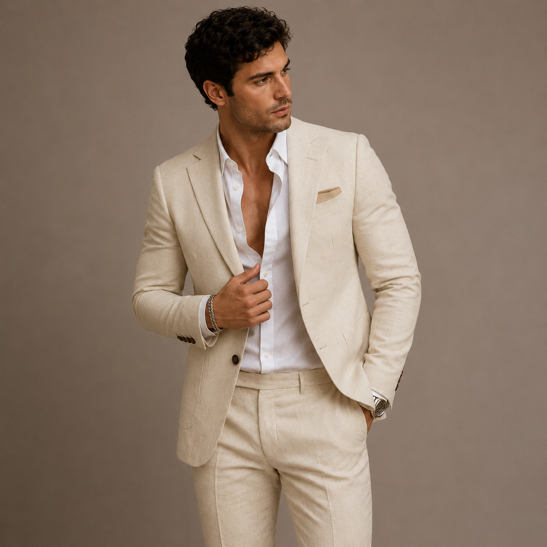 Leandro | Traje Completo de Hombre Ligero y Transpirable - Beige