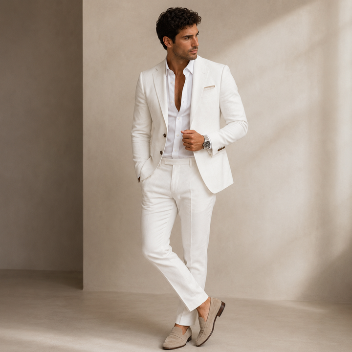 Leandro | Traje Completo de Hombre Ligero y Transpirable - Blanco
