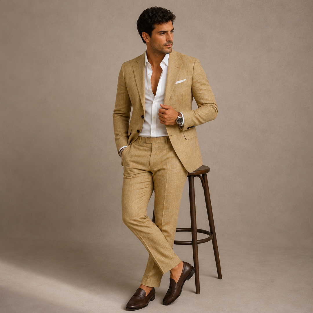 Leandro | Traje Completo de Hombre Ligero y Transpirable - Caqui