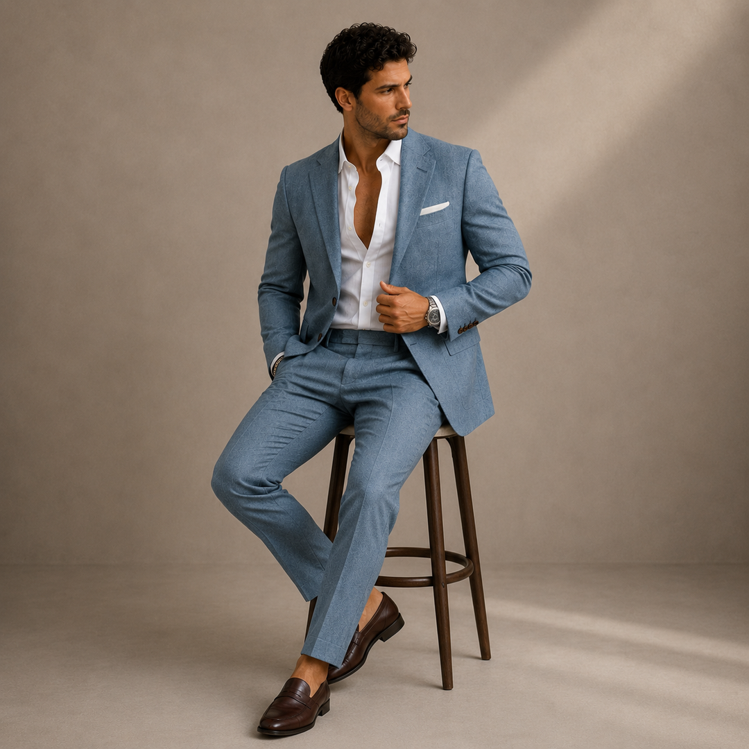 Leandro | Traje Completo de Hombre Ligero y Transpirable - Azul claro