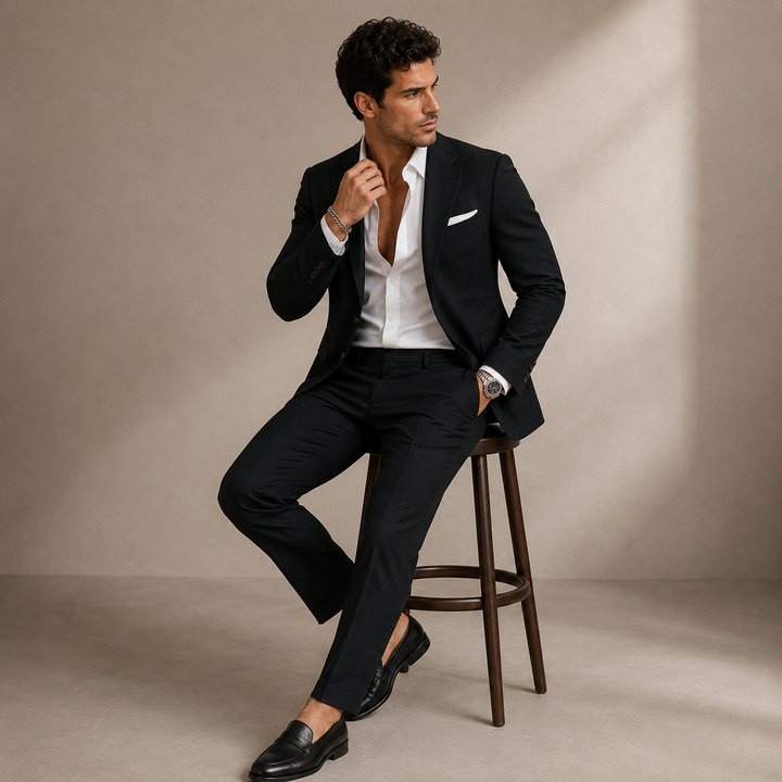 Leandro | Traje Completo de Hombre Ligero y Transpirable - Negro