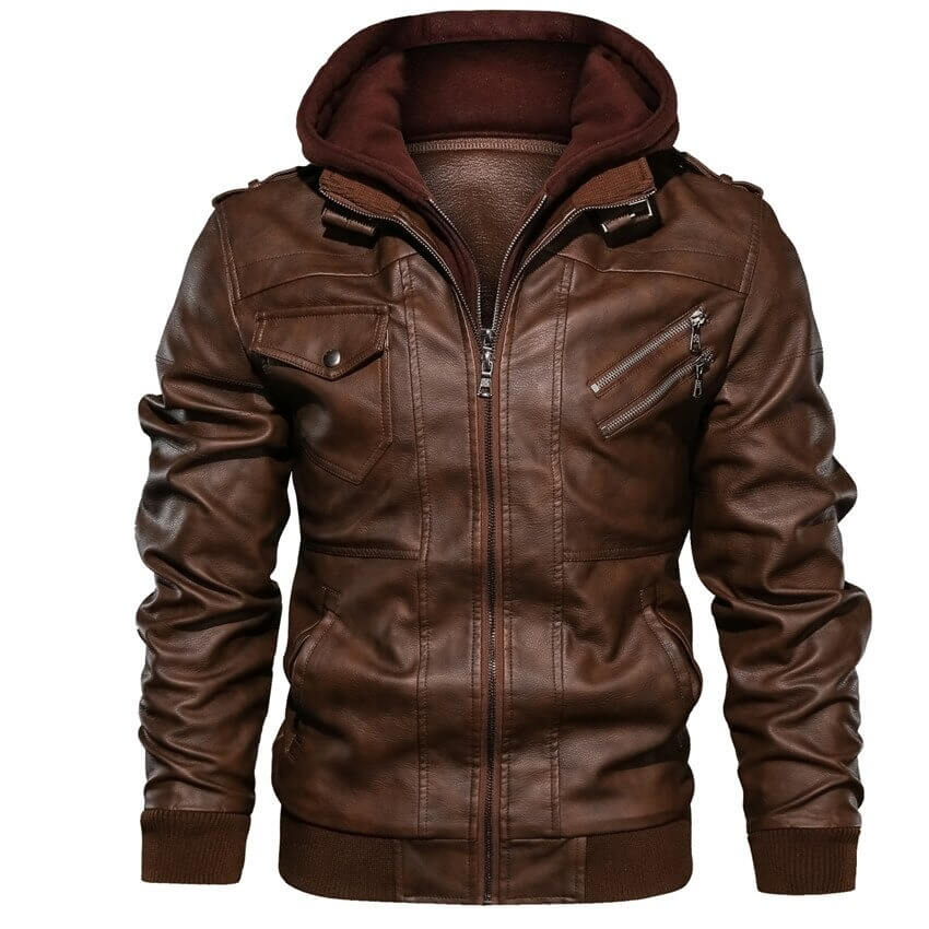 Adolfo | Chaqueta de Hombre Piel Sintética con Capucha Desmontable