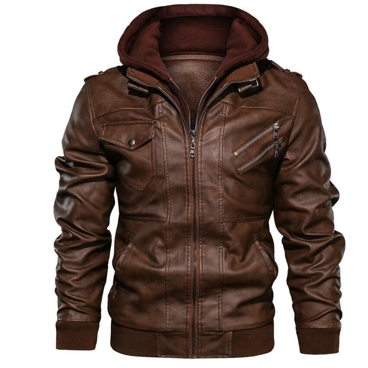 Adolfo | Chaqueta de Hombre Piel Sintética con Capucha Desmontable