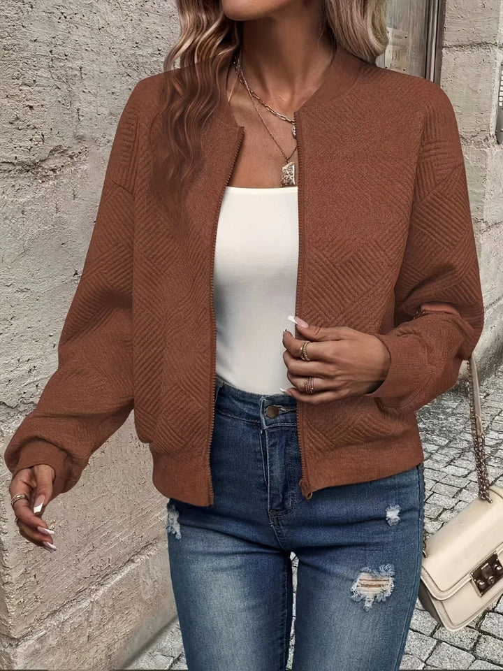 Leonilda | Chaqueta Bomber Acolchada con Pespunte de Rombos - Marrón