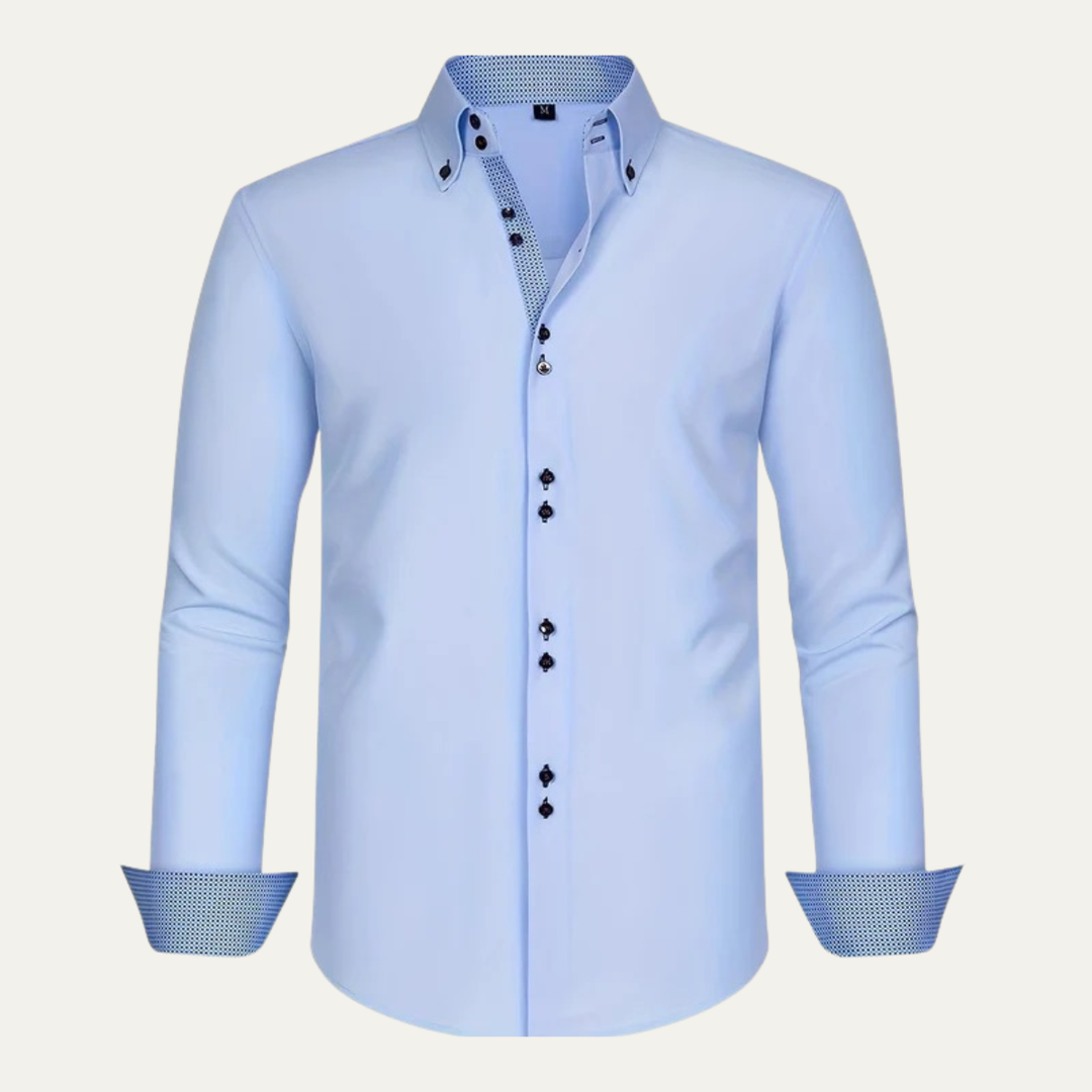 Medardo | Camisa de Vestir de Hombre con Ribete en Contraste - 5