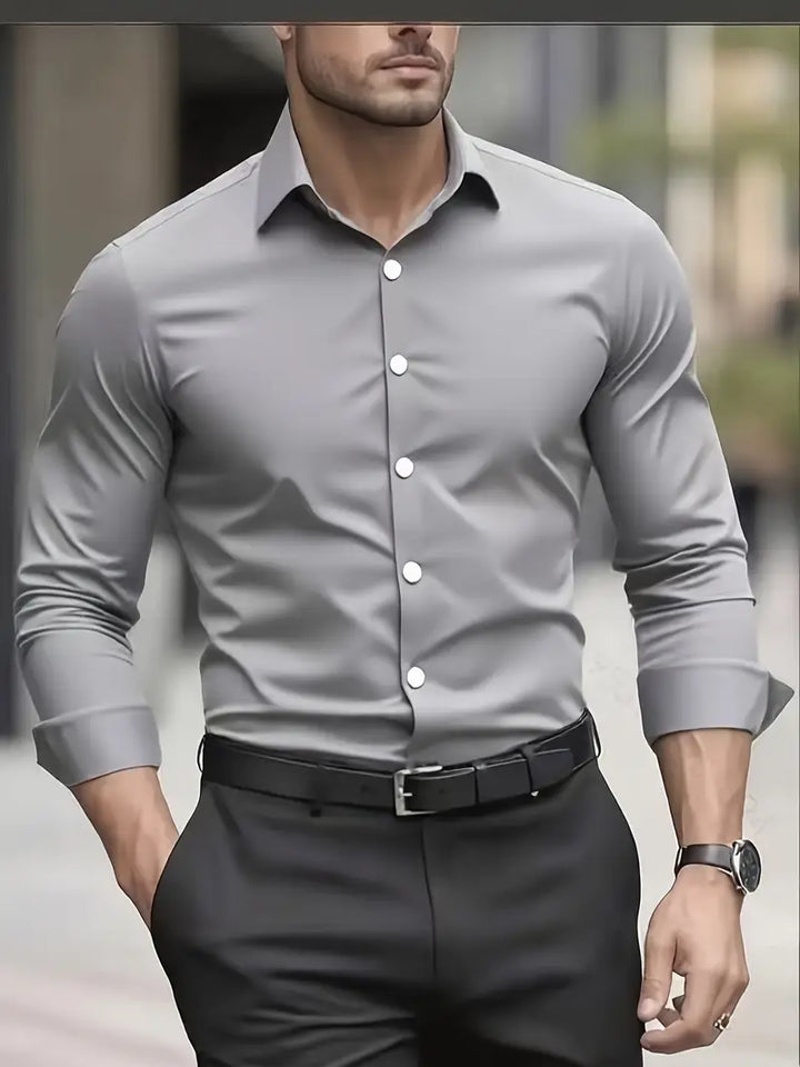 Nemesio | Camisa de Vestir sin Arrugas para la Oficina - Gris