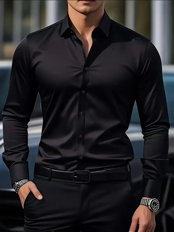 Nemesio | Camisa de Vestir sin Arrugas para la Oficina - Negro