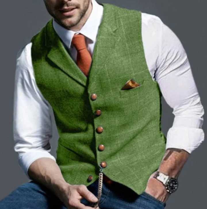 Javier - Chaleco de Hombre de Cuadros con Botones