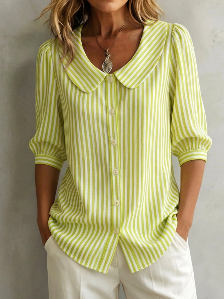 Sara | Blusa de Algodón a Rayas con Botones