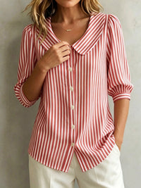 Sara | Blusa de Algodón a Rayas con Botones
