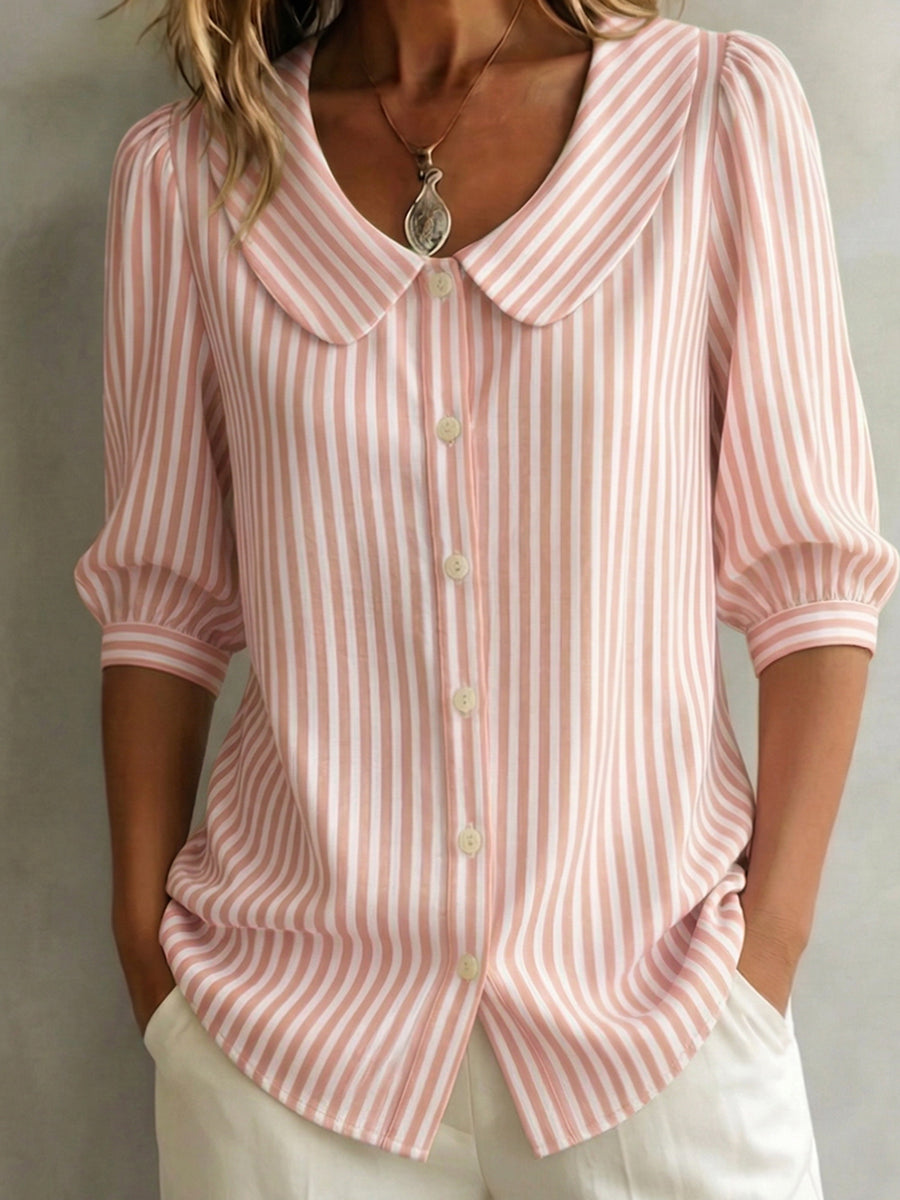 Sara | Blusa de Algodón a Rayas con Botones