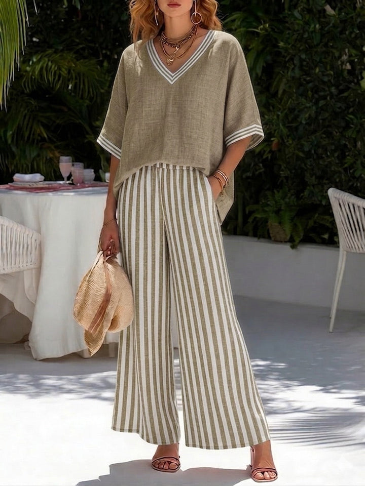 Sandra | Conjunto lino a rayas