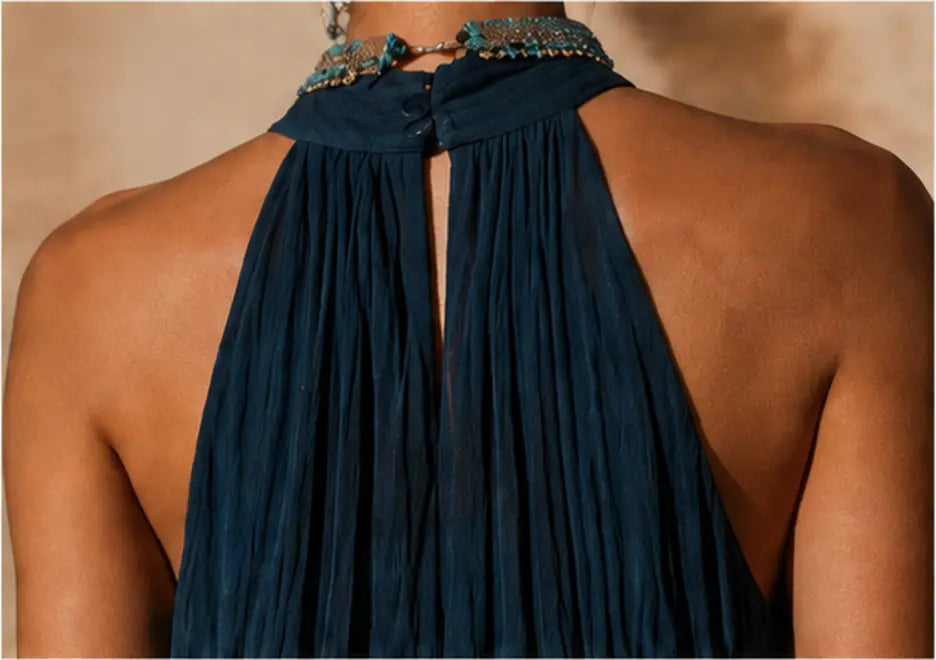 Camila | Vestido largo halter/V degradado
