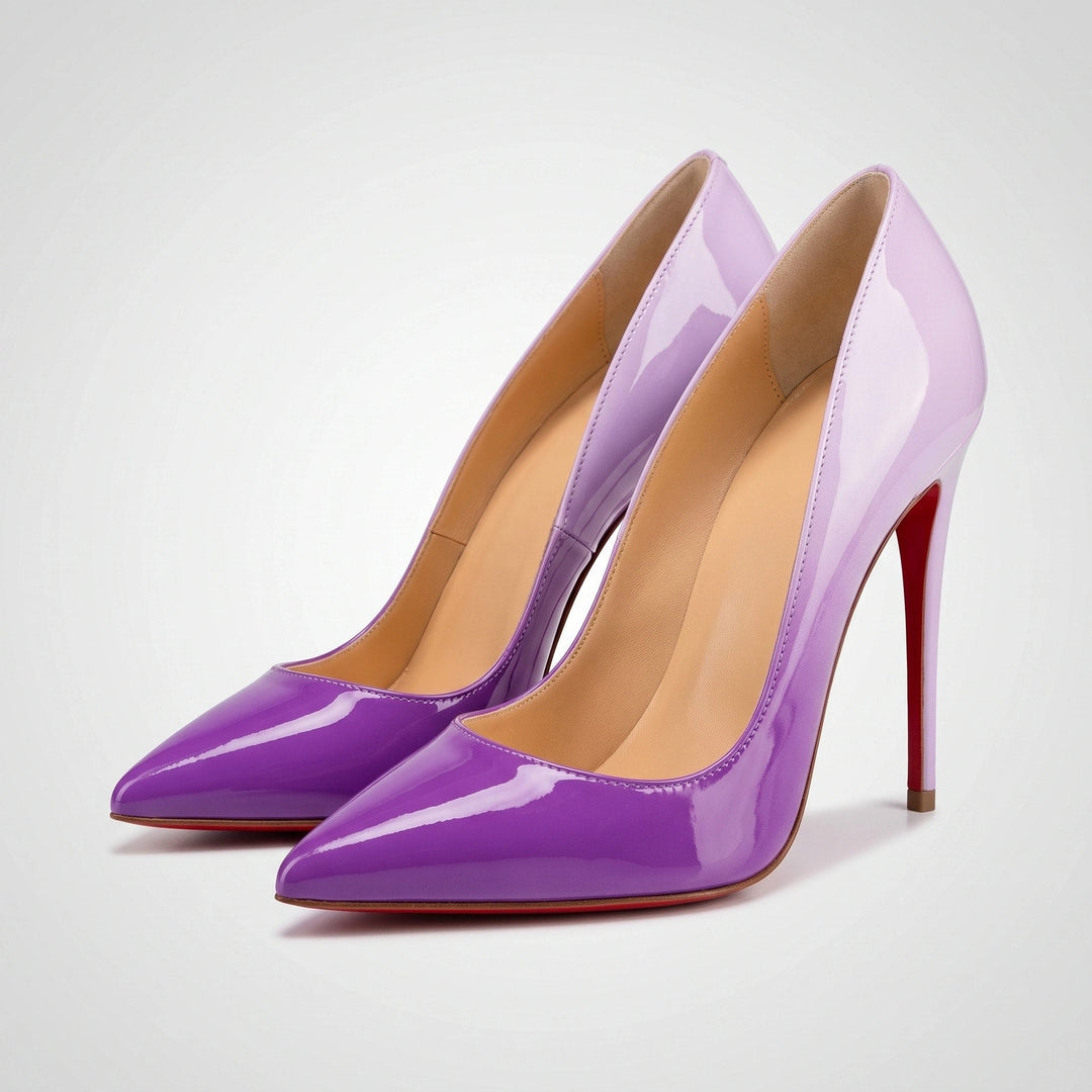 Sinforosa | Stilettos Clásicos de Punta Fina Brillante - Violeta