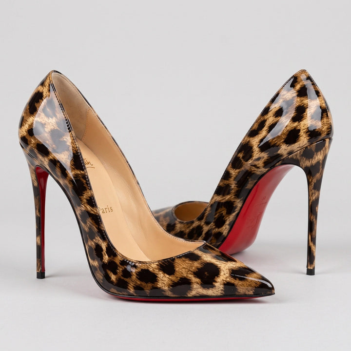 Sinforosa | Stilettos Clásicos de Punta Fina Brillante - Leopardo