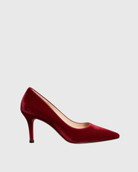 Soraya | Zapatos de Terciopelo Rojo de Tacón Fino