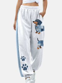 Marisol - Vaqueros de Mujer de Patchwork con Estampado de Perros
