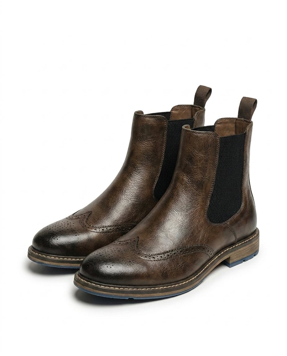 Sixto | Botines Chelsea de Hombre con Detalle Brogue