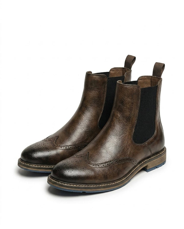 Sixto | Botines Chelsea de Hombre con Detalle Brogue