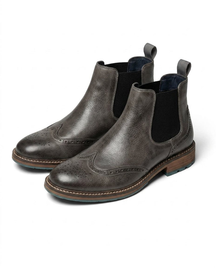 Sixto | Botines Chelsea de Hombre con Detalle Brogue