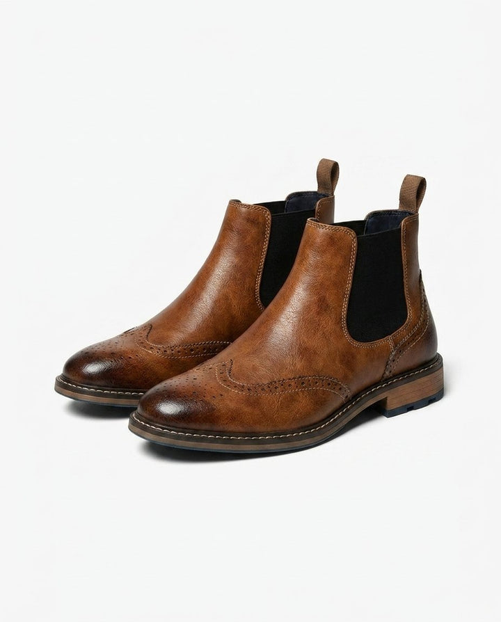 Sixto | Botines Chelsea de Hombre con Detalle Brogue