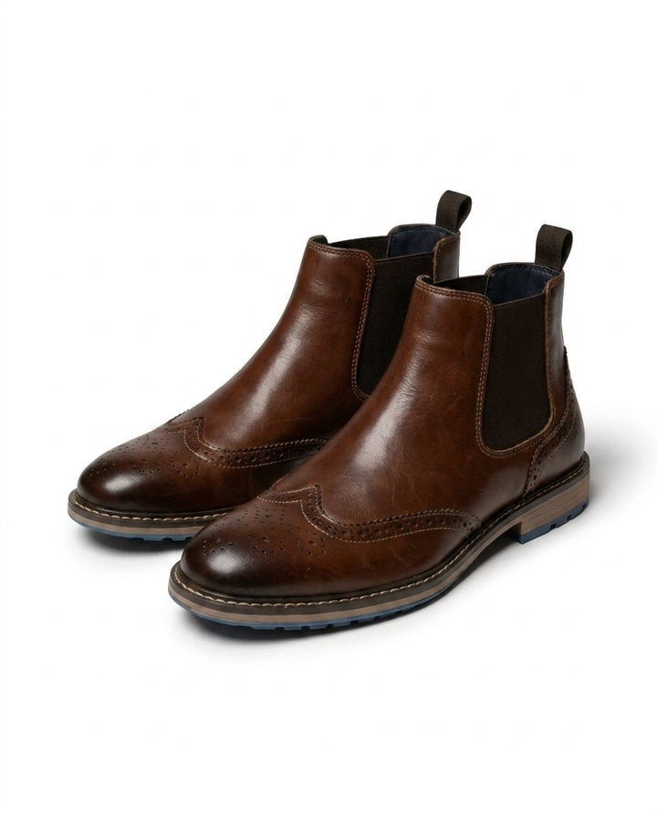 Sixto | Botines Chelsea de Hombre con Detalle Brogue