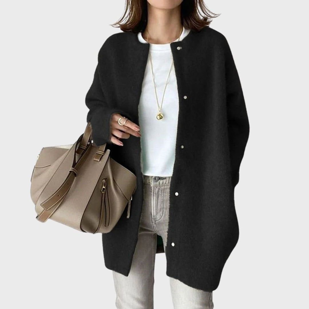 Celia | Cárdigan Largo Oversize de Mujer con Botones a Presión