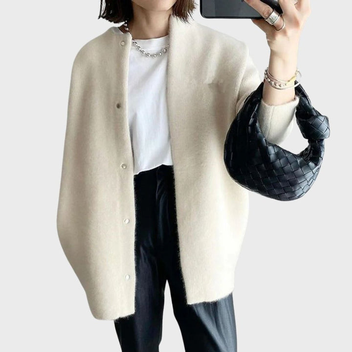 Celia | Cárdigan Largo Oversize de Mujer con Botones a Presión
