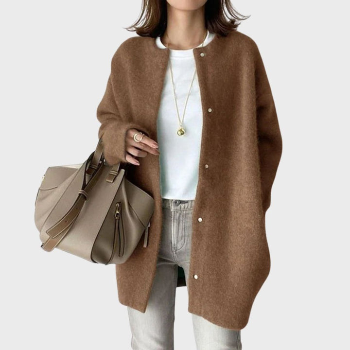 Celia | Cárdigan Largo Oversize de Mujer con Botones a Presión