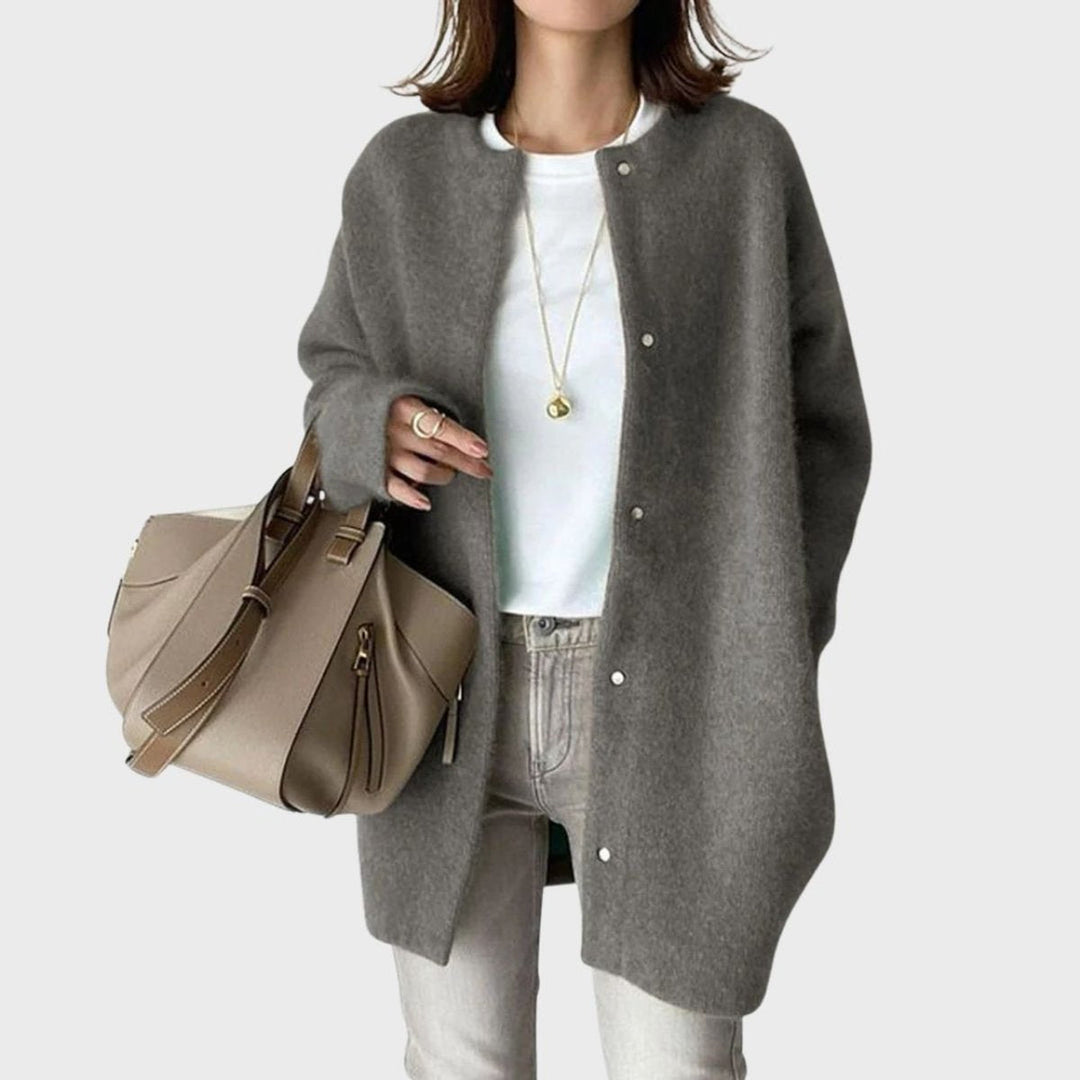 Celia | Cárdigan Largo Oversize de Mujer con Botones a Presión