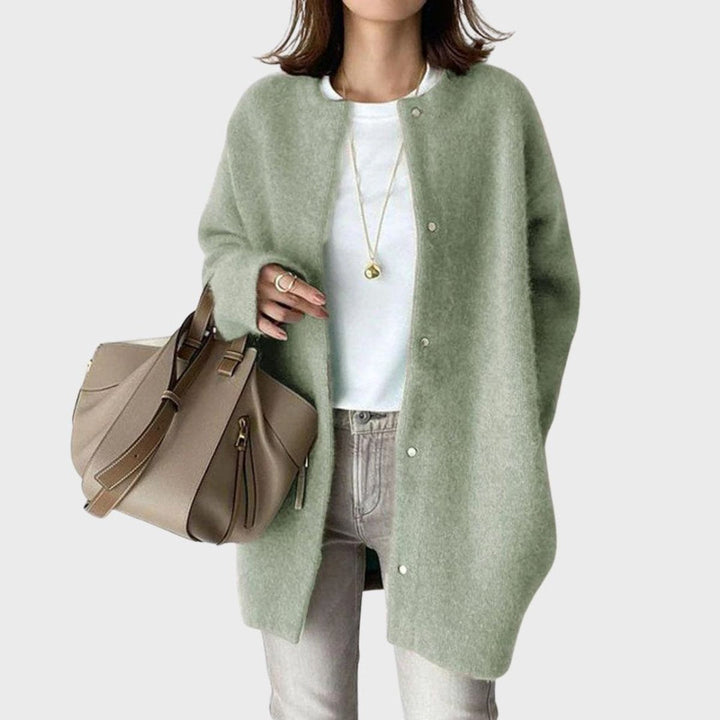 Celia | Cárdigan Largo Oversize de Mujer con Botones a Presión