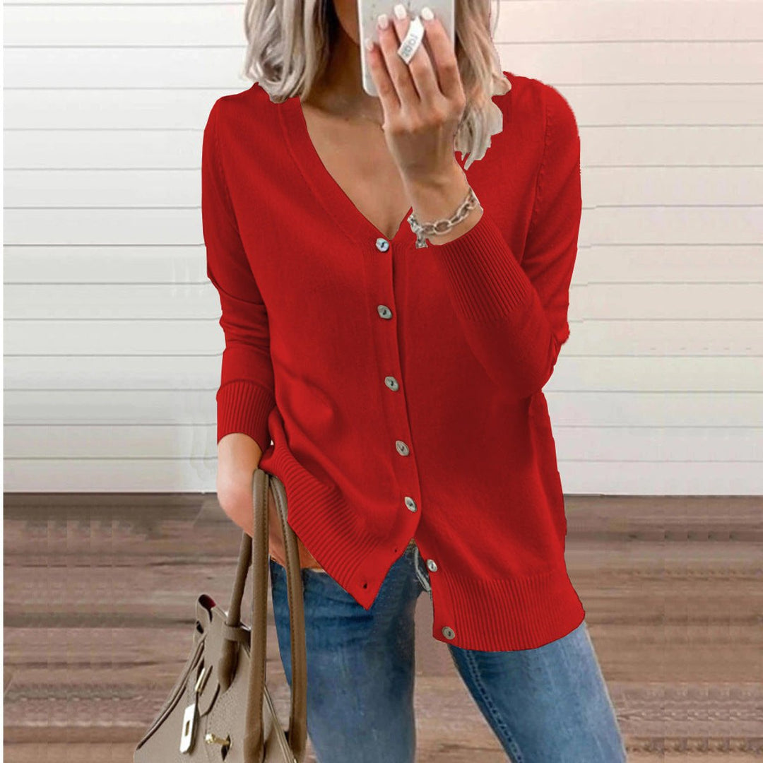 Alba - Cárdigan de Punto de Mujer con Cuello de Pico