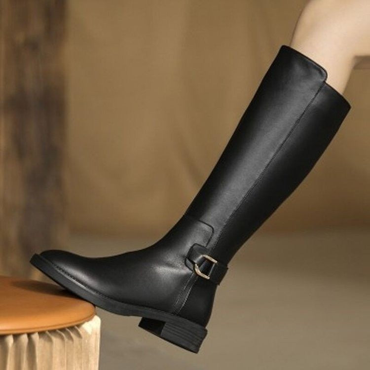 Zenobia | Botas Elegantes Altas de Caña Recta en Negro - 1
