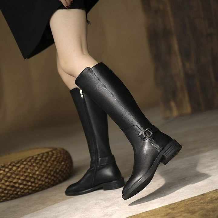 Zenobia | Botas Elegantes Altas de Caña Recta en Negro - 2